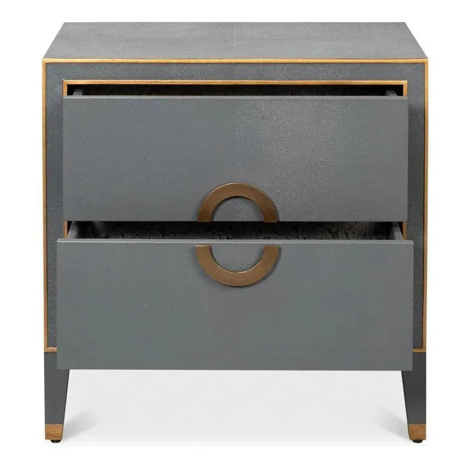Gabriella Embossed Shagreen Grey Night Stand - LOOMLAN - Sarreid - Nightstands