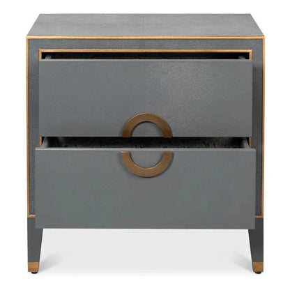 Gabriella Embossed Shagreen Grey Night Stand - LOOMLAN - Sarreid - Nightstands