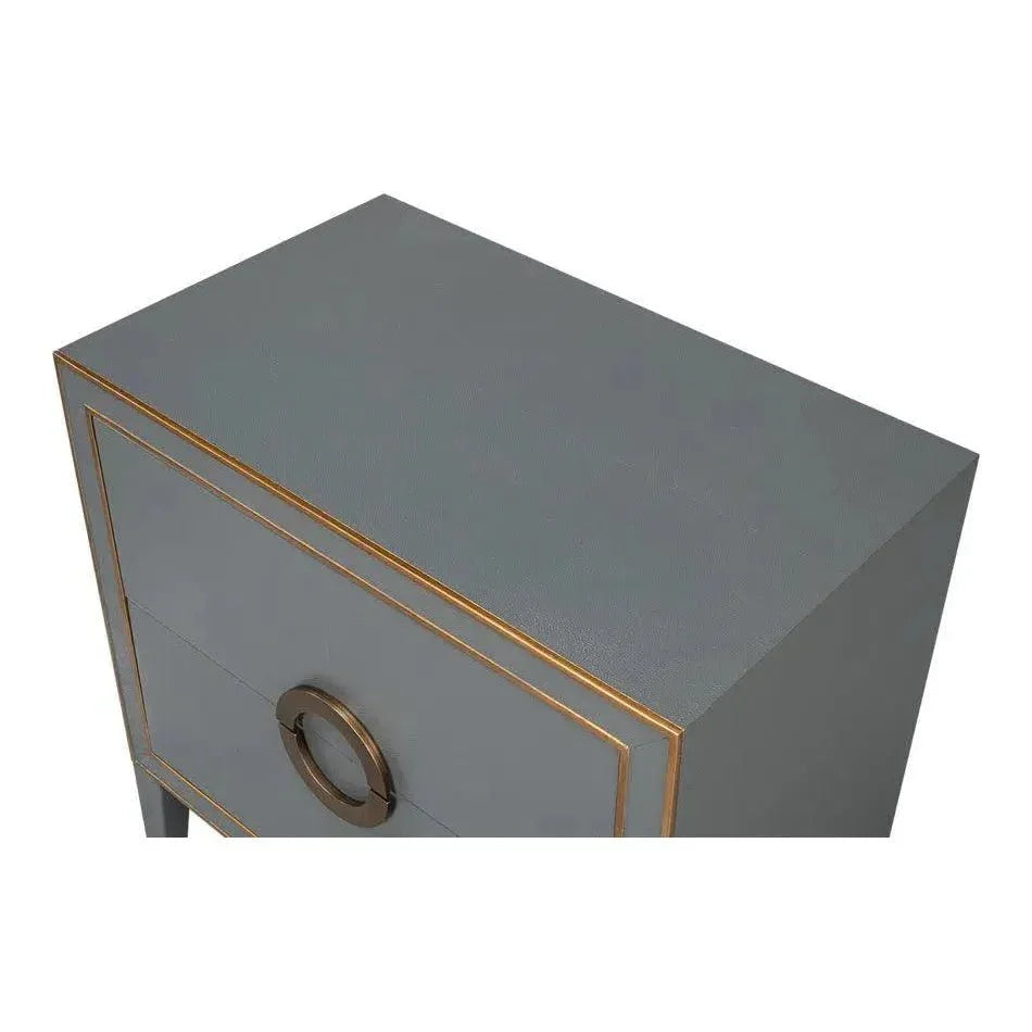 Gabriella Embossed Shagreen Grey Night Stand - LOOMLAN - Sarreid - Nightstands