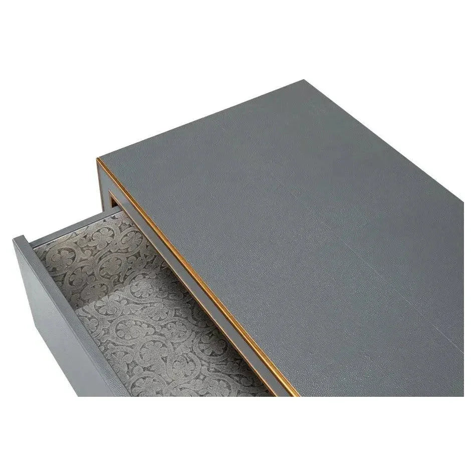 Gabriella Embossed Shagreen Grey Night Stand - LOOMLAN - Sarreid - Nightstands