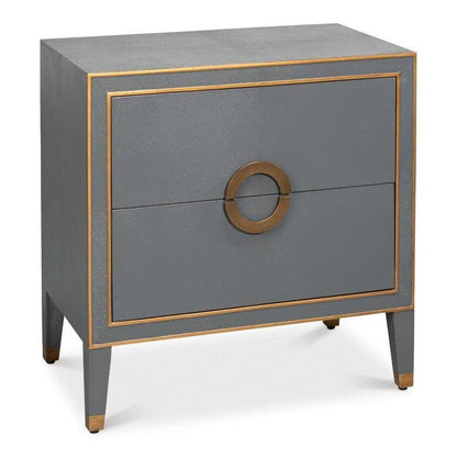 Gabriella Embossed Shagreen Grey Night Stand - LOOMLAN - Sarreid - Nightstands