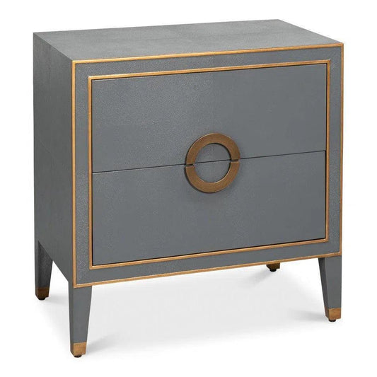 Gabriella Embossed Shagreen Grey Night Stand - LOOMLAN - Sarreid - Nightstands
