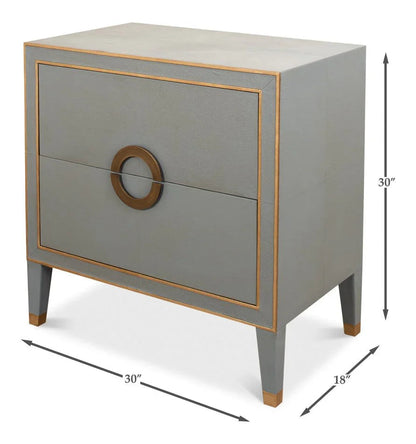 Gabriella Grey Shagreen Leather Nightstand - LOOMLAN - Sarreid - Nightstands