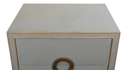 Gabriella Grey Shagreen Leather Nightstand - LOOMLAN - Sarreid - Nightstands