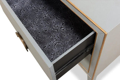 Gabriella Grey Shagreen Leather Nightstand - LOOMLAN - Sarreid - Nightstands