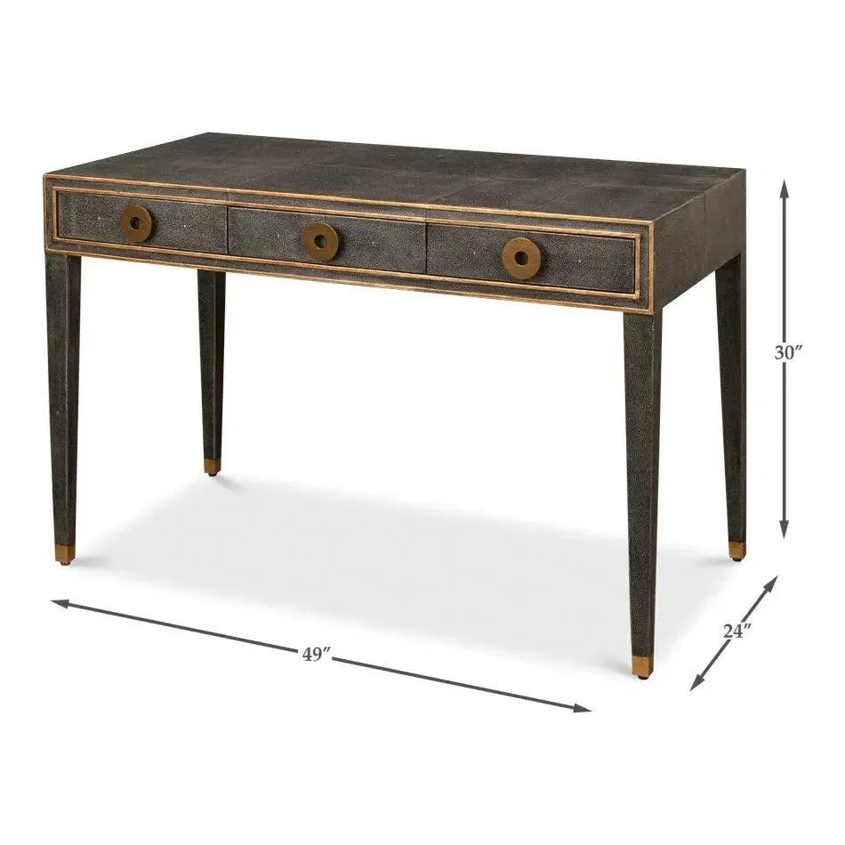 Gabriella Shagreen Desk Table Antique Grey-Home Office Desks-Sarreid-LOOMLAN