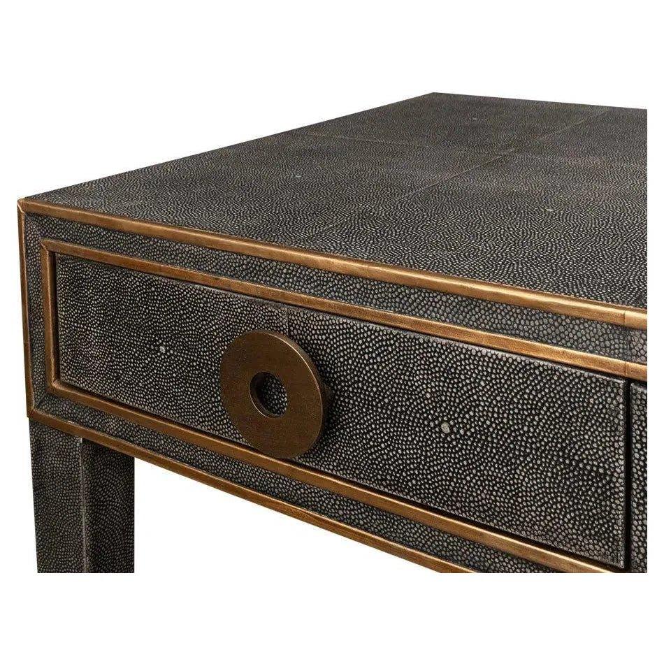 Gabriella Shagreen Desk Table Antique Grey-Home Office Desks-Sarreid-LOOMLAN