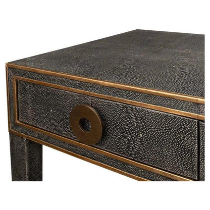 Gabriella Shagreen Desk Table Antique Grey-Home Office Desks-Sarreid-LOOMLAN