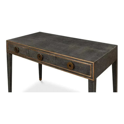 Gabriella Shagreen Desk Table Antique Grey-Home Office Desks-Sarreid-LOOMLAN