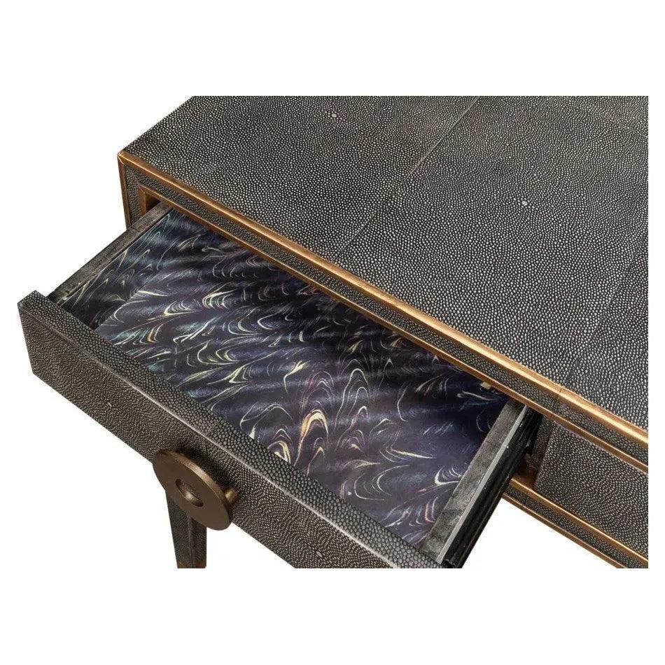 Gabriella Shagreen Desk Table Antique Grey-Home Office Desks-Sarreid-LOOMLAN