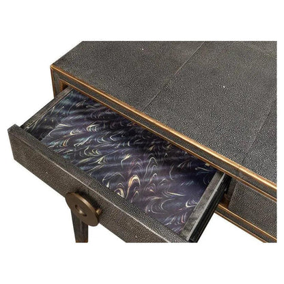 Gabriella Shagreen Desk Table Antique Grey-Home Office Desks-Sarreid-LOOMLAN