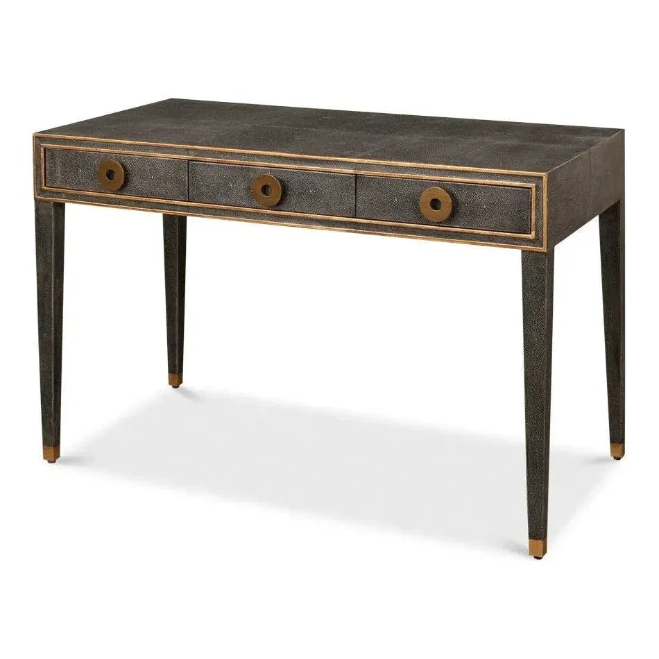 Gabriella Shagreen Desk Table Antique Grey-Home Office Desks-Sarreid-LOOMLAN