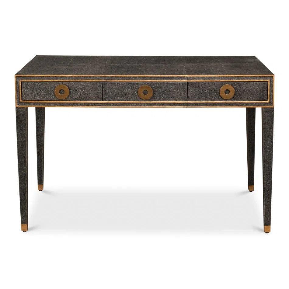 Gabriella Shagreen Desk Table Antique Grey-Home Office Desks-Sarreid-LOOMLAN