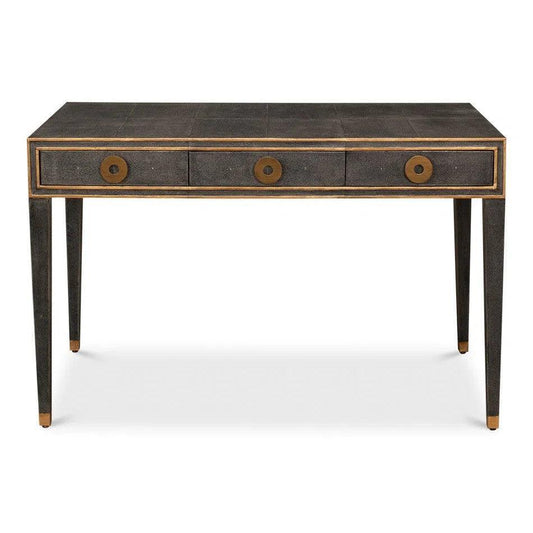 Gabriella Shagreen Desk Table Antique Grey-Home Office Desks-Sarreid-LOOMLAN