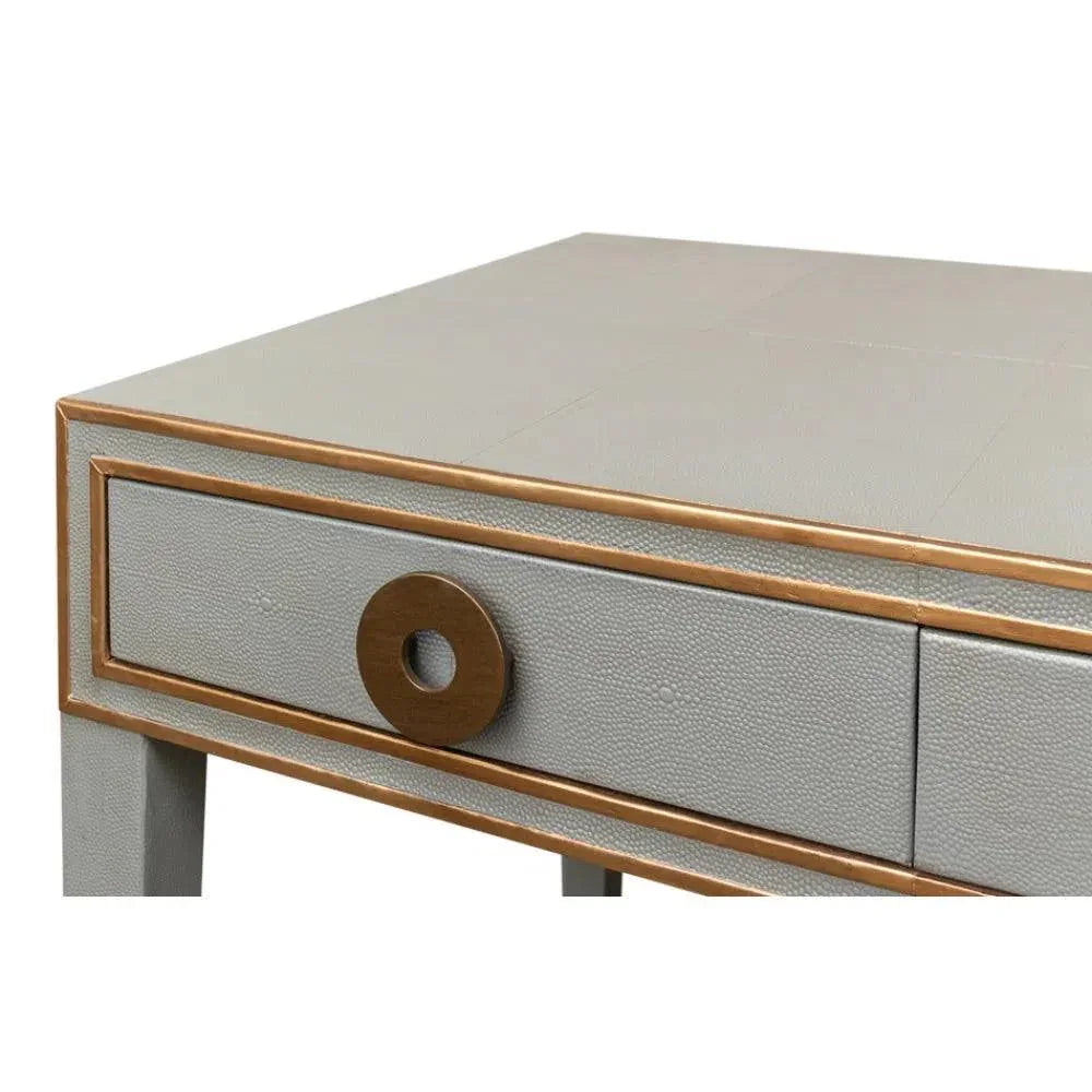Gabriella Shagreen Desk Table Storm Grey-Home Office Desks-Sarreid-LOOMLAN