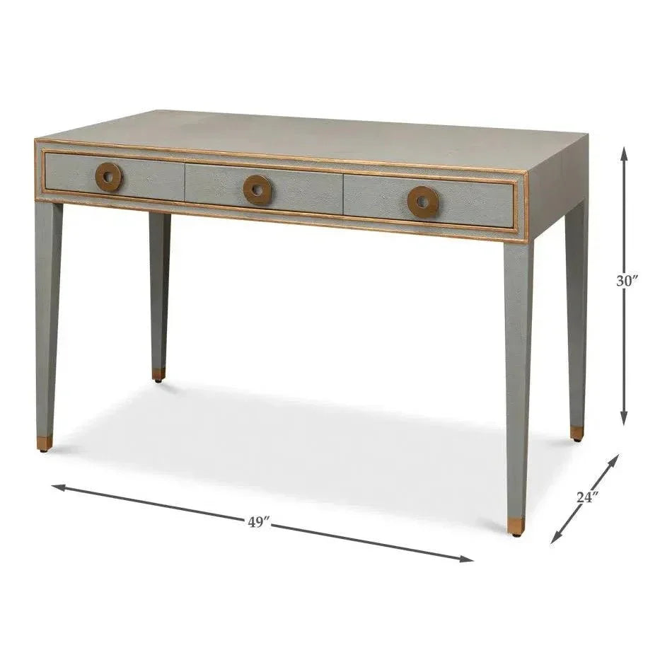 Gabriella Shagreen Desk Table Storm Grey-Home Office Desks-Sarreid-LOOMLAN