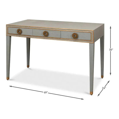Gabriella Shagreen Desk Table Storm Grey-Home Office Desks-Sarreid-LOOMLAN
