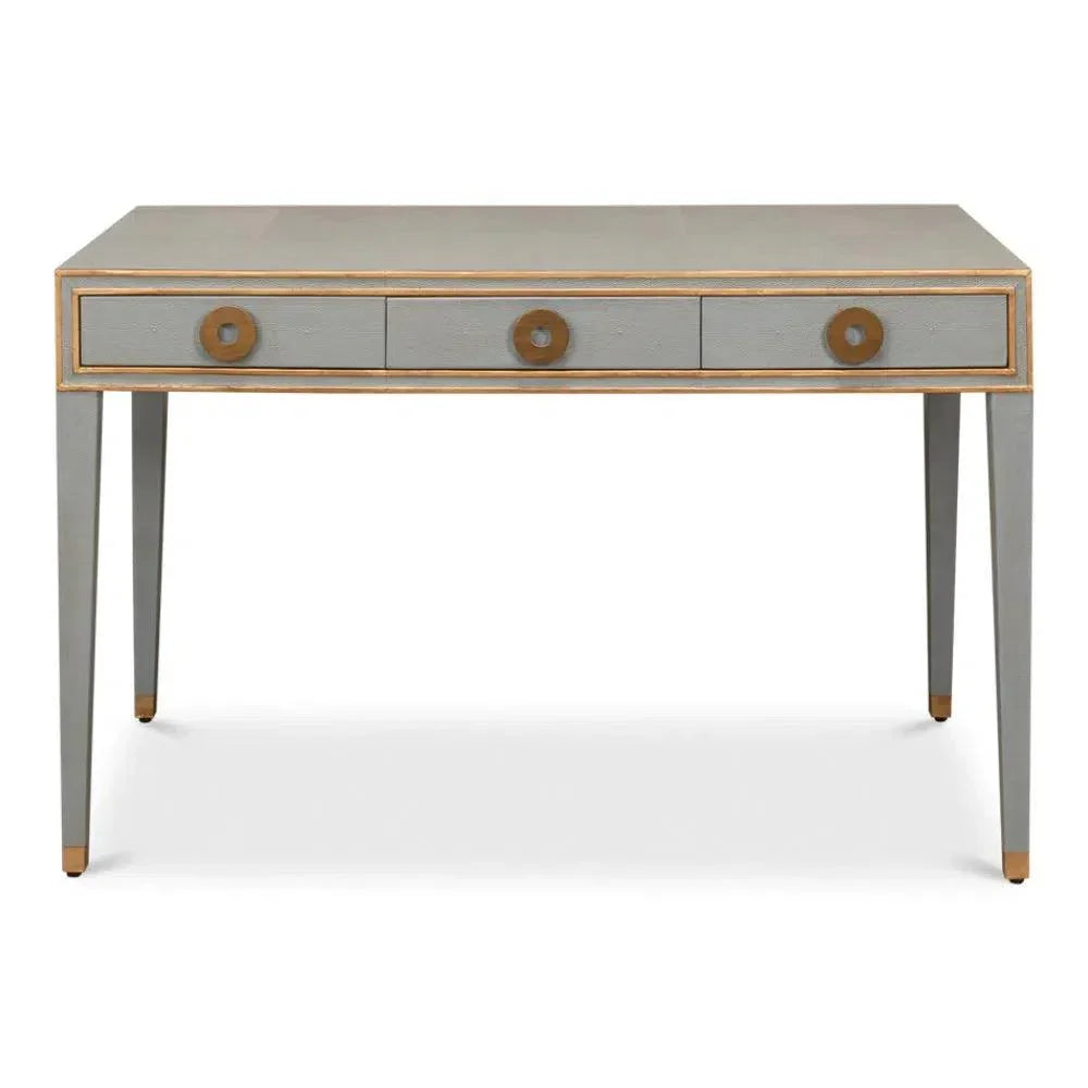 Gabriella Shagreen Desk Table Storm Grey-Home Office Desks-Sarreid-LOOMLAN