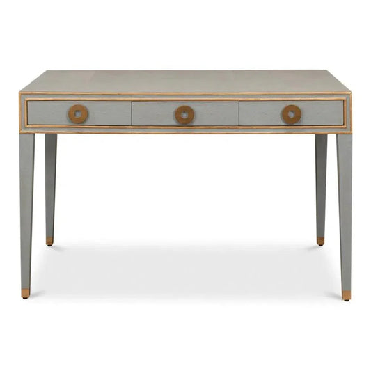 Gabriella Shagreen Desk Table Storm Grey-Home Office Desks-Sarreid-LOOMLAN