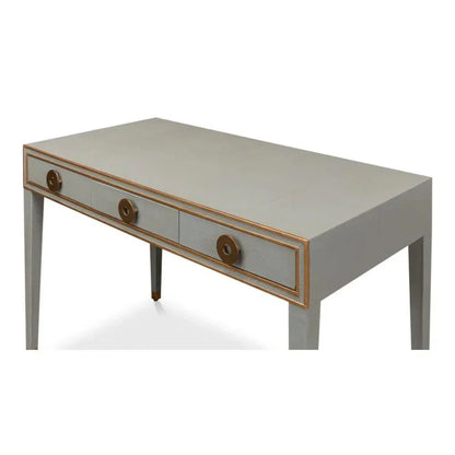 Gabriella Shagreen Desk Table Storm Grey-Home Office Desks-Sarreid-LOOMLAN