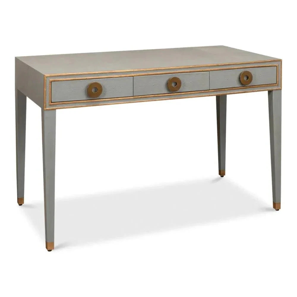 Gabriella Shagreen Desk Table Storm Grey-Home Office Desks-Sarreid-LOOMLAN