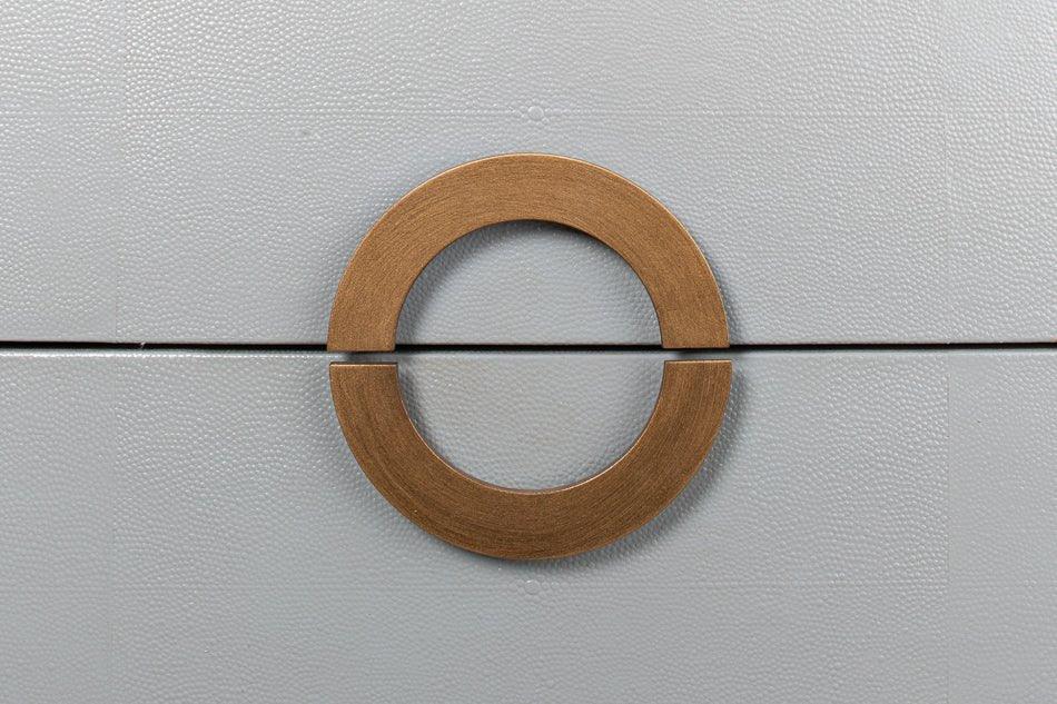 Gabriella Shagreen Leather Grey Chest - LOOMLAN - Sarreid - Chests