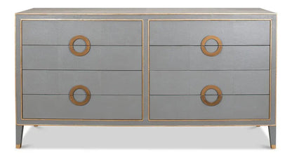 Gabriella Shagreen Leather Grey Chest - LOOMLAN - Sarreid - Chests