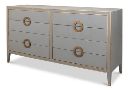 Gabriella Shagreen Leather Grey Chest - LOOMLAN - Sarreid - Chests