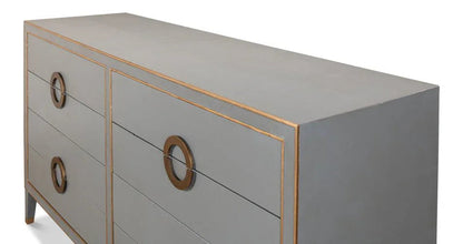 Gabriella Shagreen Leather Grey Chest - LOOMLAN - Sarreid - Chests