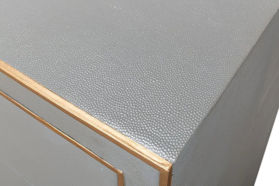 Gabriella Shagreen Leather Grey Chest - LOOMLAN - Sarreid - Chests