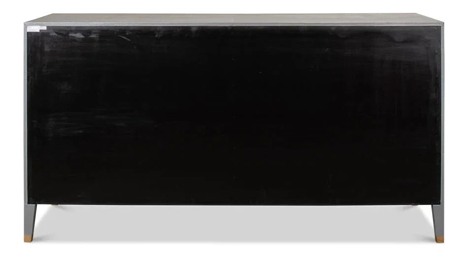 Gabriella Shagreen Leather Grey Chest - LOOMLAN - Sarreid - Chests