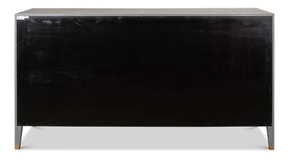 Gabriella Shagreen Leather Grey Chest - LOOMLAN - Sarreid - Chests