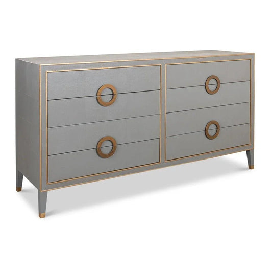 Gabriella Shagreen Leather Grey Chest - LOOMLAN - Sarreid - Chests
