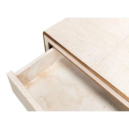 Gabriella Shagreen Nightstand Osprey White - LOOMLAN - Sarreid - Nightstands