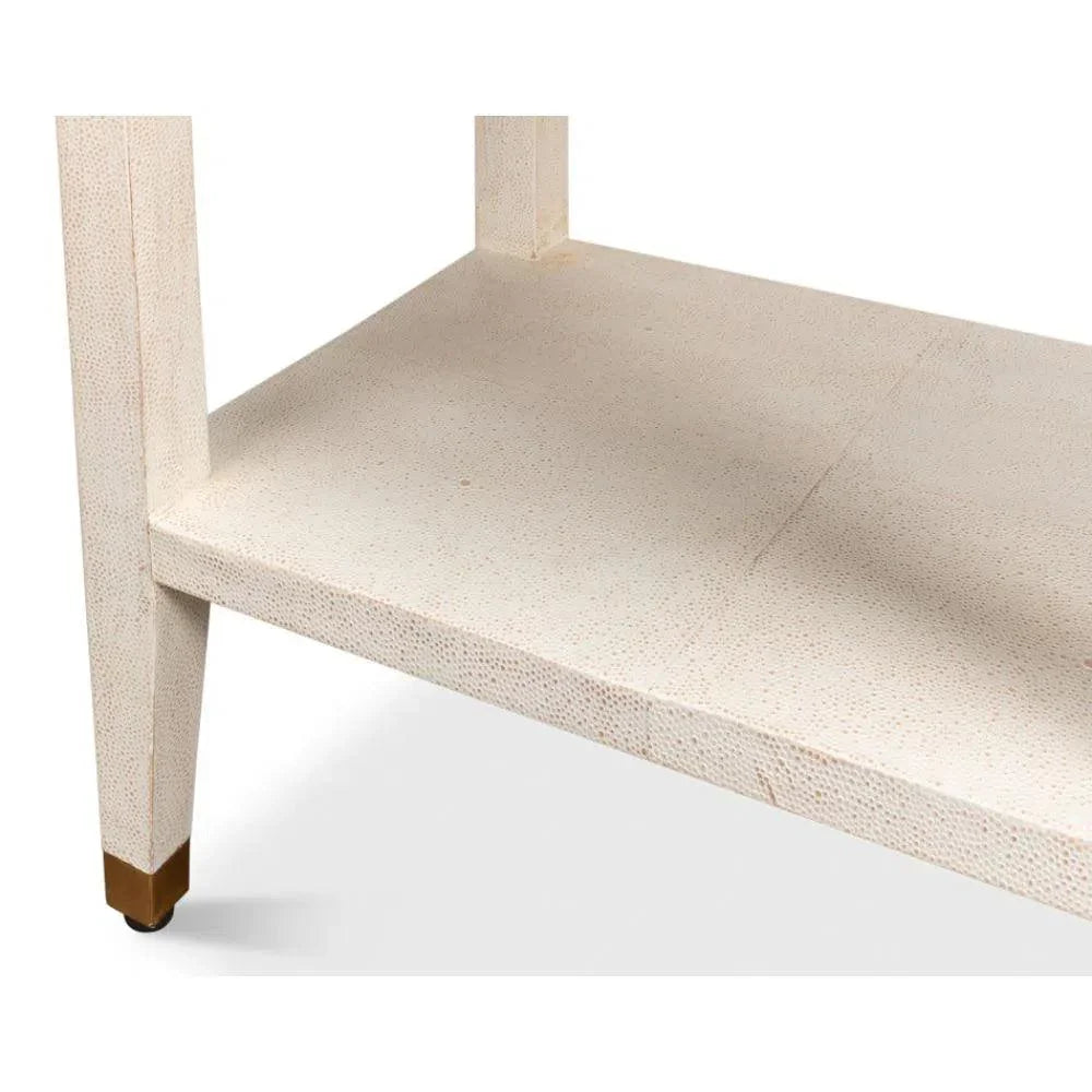 Gabriella Shagreen Nightstand Osprey White - LOOMLAN - Sarreid - Nightstands