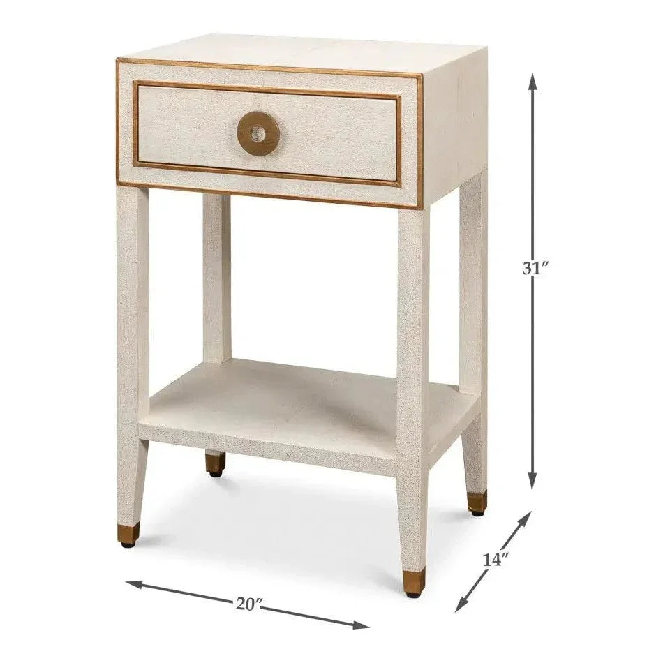 Gabriella Shagreen Nightstand Osprey White - LOOMLAN - Sarreid - Nightstands
