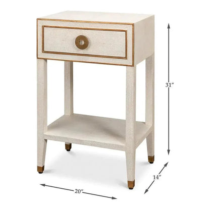 Gabriella Shagreen Nightstand Osprey White - LOOMLAN - Sarreid - Nightstands