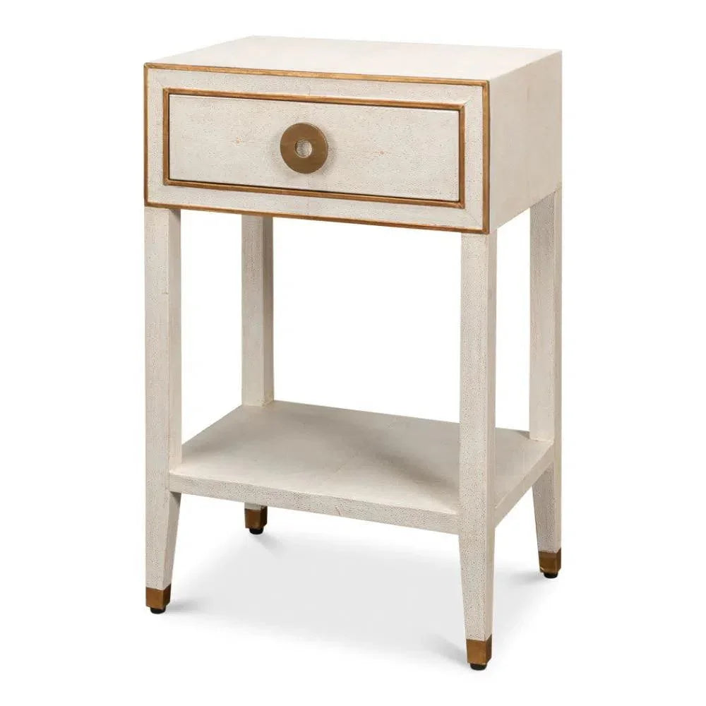 Gabriella Shagreen Nightstand Osprey White - LOOMLAN - Sarreid - Nightstands