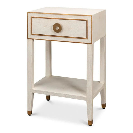 Gabriella Shagreen Nightstand Osprey White - LOOMLAN - Sarreid - Nightstands