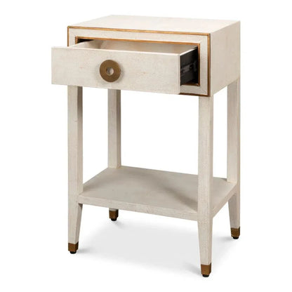 Gabriella Shagreen Nightstand Osprey White - LOOMLAN - Sarreid - Nightstands