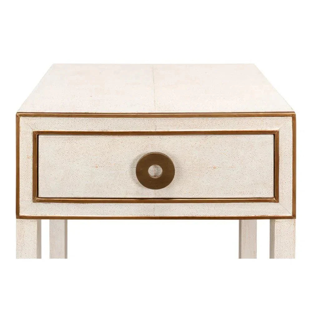Gabriella Shagreen Nightstand Osprey White - LOOMLAN - Sarreid - Nightstands