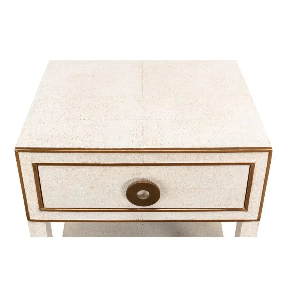 Gabriella Shagreen Nightstand Osprey White - LOOMLAN - Sarreid - Nightstands