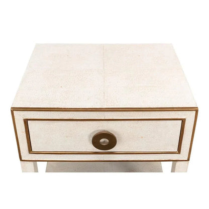 Gabriella Shagreen Nightstand Osprey White - LOOMLAN - Sarreid - Nightstands