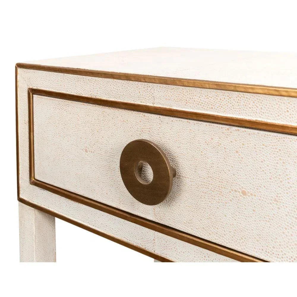 Gabriella Shagreen Nightstand Osprey White - LOOMLAN - Sarreid - Nightstands