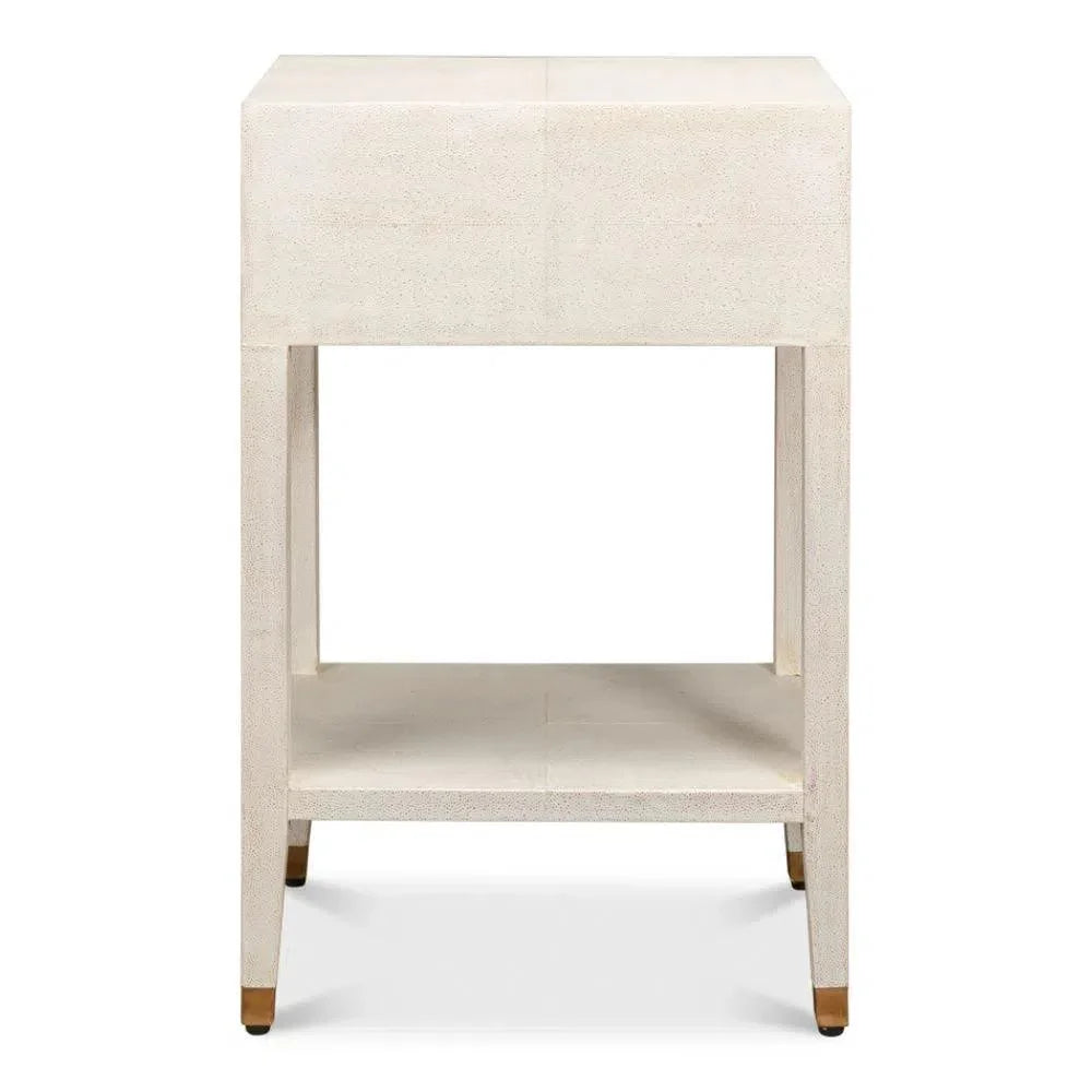 Gabriella Shagreen Nightstand Osprey White - LOOMLAN - Sarreid - Nightstands