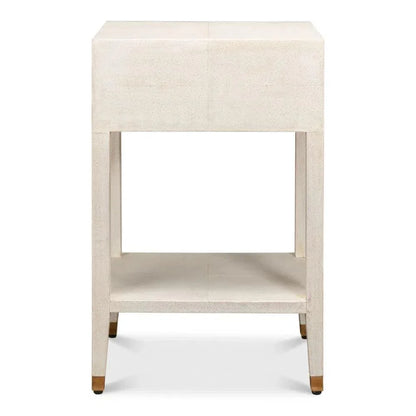 Gabriella Shagreen Nightstand Osprey White - LOOMLAN - Sarreid - Nightstands