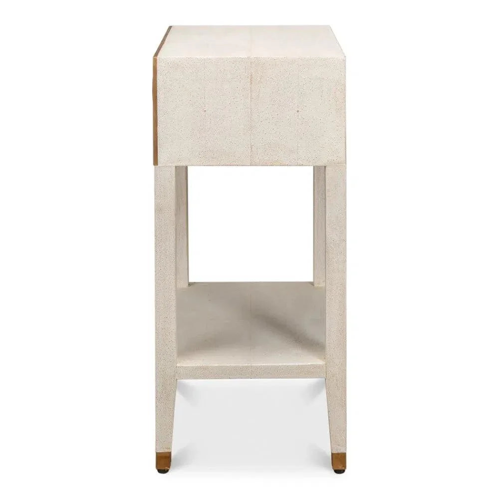 Gabriella Shagreen Nightstand Osprey White - LOOMLAN - Sarreid - Nightstands