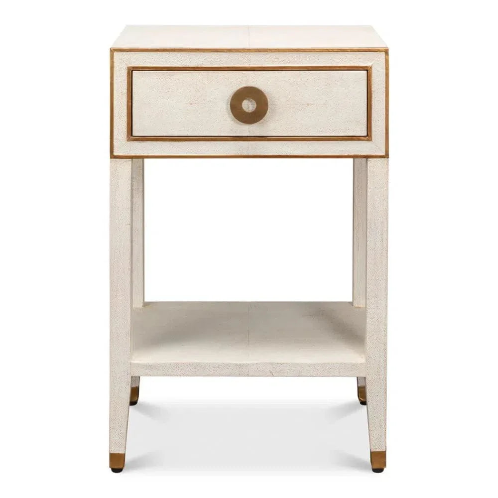 Gabriella Shagreen Nightstand Osprey White - LOOMLAN - Sarreid - Nightstands
