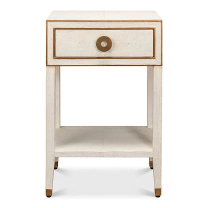 Gabriella Shagreen Nightstand Osprey White - LOOMLAN - Sarreid - Nightstands