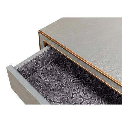 Gabriella Shagreen Nightstand Storm Grey - LOOMLAN - Sarreid - Nightstands